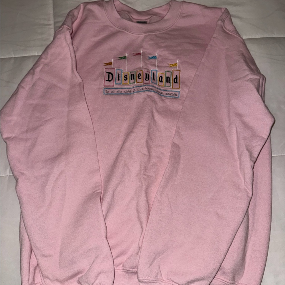 Etsy Disneyland Embroidered Light Pink Crewneck